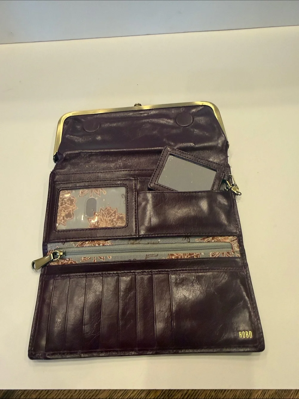 Classic Burgundy Leather Frame Clutch - Unbranded